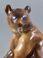 Zsolnay birkózó medvék. Kézzel festett, jelzett (Markup Béla), hibátlan, m: 30 cm