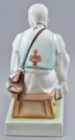 Zsolnay porcelán szalonnázó paraszt, kézzel festett, jelzett, hibátlan, m: 35 cm