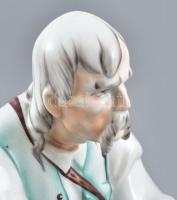 Zsolnay porcelán szalonnázó paraszt, kézzel festett, jelzett, hibátlan, m: 35 cm