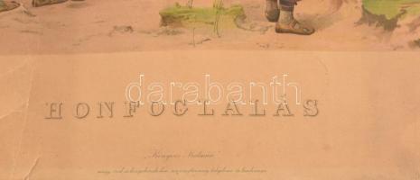 Munkácsy Mihály (1844-1900) után, Kádár Gábor színes sokszorosítása: Honfoglalás. Színes litográfia,...