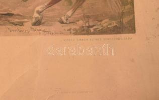 Munkácsy Mihály (1844-1900) után, Kádár Gábor színes sokszorosítása: Honfoglalás. Színes litográfia,...