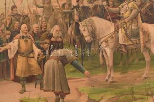 Munkácsy Mihály (1844-1900) után, Kádár Gábor színes sokszorosítása: Honfoglalás. Színes litográfia,...