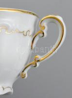 Zsolnay tollazott, teás készlet, hat személyes, jelzett, egyik csészének a füle hiányzik