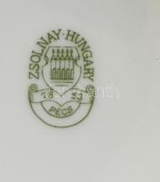 Zsolnay tollazott, teás készlet, hat személyes, jelzett, egyik csészének a füle hiányzik