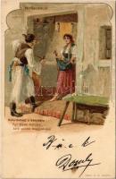 1901 Befordultam a konyhára... Petőfi dalai. Kunz József és Társa kiadása. Posner és Fia / Hungarian folklore. litho (ragasztónyom / glue marks)