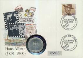 NSZK 1989. 10M Ag "800 éves Hamburg" érmés borítékon elsőnapi bélyegzős bélyeggel, ismertetővel T:1