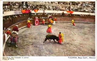1950 Plaza de Toros. Tijuana, Baja Calif. Mexico / Bull Ring, the Toreador in action (ragasztónyom / glue marks)