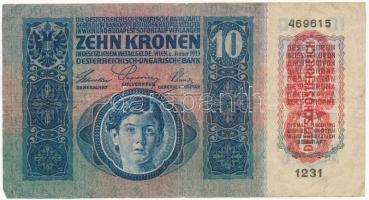 1915. 10K piros "DEUTSCHÖSTERREICH" felülbélyegzéssel, "1231 469615" + Orosz Bir...