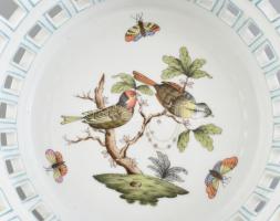 Herendi Rotschild mintás áttört kínáló tál. Kézzel festett, jelzett, hibátlan. d: 24 cm