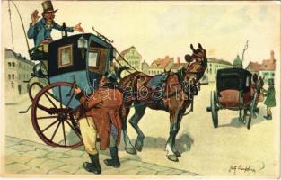 1925 Horse-drawn carriage, humour. B.K.W.I. 540-3. s: Schönpflug (EK)