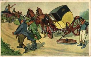 1925 Horse-drawn carriage, humour. B.K.W.I. 540-4. s: Schönpflug (EK)