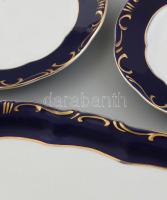 Zsolnay Pompadour mintás porcelán süteményes készlet. Kézzel festett, jelzett, hibátlan. Tál mérete ...