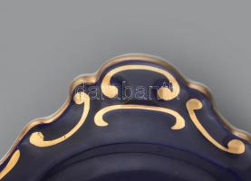 Zsolnay Pompadour mintás porcelán süteményes készlet. Kézzel festett, jelzett, hibátlan. Tál mérete ...