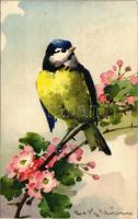 1929 Bird with flowers s: C. Klein (fl)