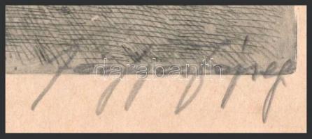 Olvashatatlan jelzéssel: Kisbaba cicával. Rézkarc, papír. 18x23 cm