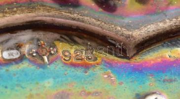 Ezüst (Ag/925) asztali névjegytartó tálca, virág díszítményekkel, jelzett, nettó: 90g, 21,5x16,5cm