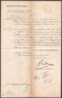 1890 Bp., Kada Mihály (1827-1894) budapesti alpolgármester aláírása okmányon