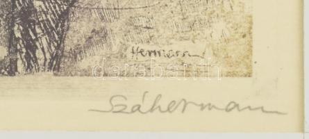 Hermann Zoltán (1954-): Lovak. Rézkarc, papír jelzett. Számozott: 78/100. Üvegezett fakeretben, 24,5...