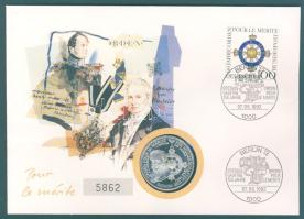 NSZK 1992. 10M Ag "A tudományokért és a művészetekért" érmés borítékon elsőnapi bélyegzős bélyeggel, ismertetővel T:1