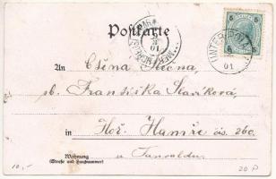 1901 Art Nouveau, floral greeting card (EK)