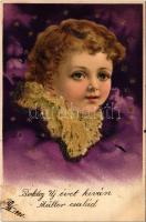 1900 Children art postcard. litho (fl)