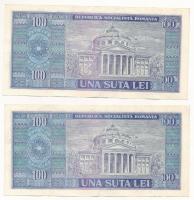 Románia 1966. 100L (2x) sorszámkövetők T:III szép papír Romania 1966. 100 Lei (2x) sequential serial...