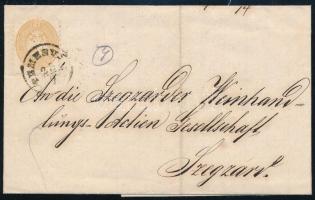 1864 Teljes levél 15kr bérmentesítéssel TEMESVÁR - PESTH - SZEKSZÁRD