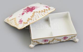 Herendi Apponyi mintás kártyadoboz, kézzel festett, jelzett, hibátlan, 17x12x6 cm (kártya méret: 10x...