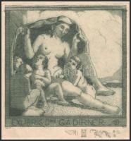 Hubert Wilm (1887-1953): Ex libris GA Dirner. Rézkarc, papír, jelzett. Lap tetején grafikát nem érin...