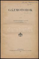 Jalsoviczky Lajos: Gázmótorok. Első. kiadás. Bp., 1921, Athenaeum. 344 p. szövegközti és egész oldalas ábrákkal. Korabeli félvászonkötésben, kötéstábla elvált