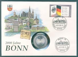 NSZK 1989. 10M Ag "2000 éves Bonn" érmés borítékon alkalmi bélyegzős bélyeggel, ismertetővel T:1