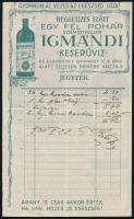 1931 Schmidthauer Igmándi Keserűvíz fejléces számla