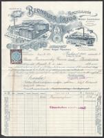 1912 Bp., Bernauer Lajos Repceolajgyár fejléces számlája és levél, valamint elismervény