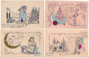 KARÁCSONY - 4 db régi üdvözlő képeslap / CHRISTMAS - 4 pre-1900 greeting postcards