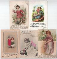 GYEREKEK - 27 db régi üdvözlő képeslap / CHILDREN - 27 pre-1945 greeting postcards