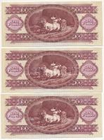 1984. 100Ft (3x) sorszámkövetők "B363 178650-178652" T:III szép, de hullámos papír, az egy...