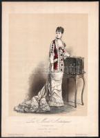 2 db francia divatmetszet, XIX. sz. közepe. Litográfia, papír. Egyik sérült. 35x25,5 cm