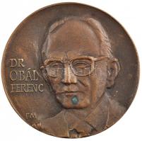 Fritz Mihály (1947-) 1986. Dr. Obál Ferenc / 1945 Marosvásárhely - Szeged 1986 kétoldalas, öntött bronz emlékérem (91mm) T:1- kis patina