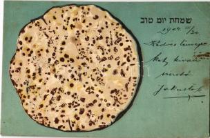 1904 Peszáh, Macesz kenyér, héber szöveg. Judaika / Passover (Pesach), matzo bread, Hebrew text. Judaica (EK)