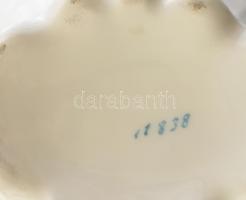 Régi, szecessziós kanna, kiöntő és cukortartó, porcelán, kopott, csorbával