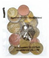 Németország 2002G 1c-2E (20x, 10,23E névérték) eredeti fóliacsomagolásban T:1,1- Germany 2002G 1 Cent - 2 Euro (20x, at a nominal value of 10,23 Euro) in original foil package C:UNC,AU