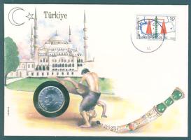 Törökország 1988. 10L bélyeges érmés borítékon T:1