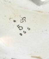 Ezüstözött virágmintás teáskanna, cizellált díszítéssel, kis deformációval, jelzett, m: 26 cm