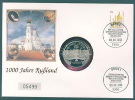 Oroszország 1990. 5R "1000 éves Oroszország"  érmés borítékon, NSZK elsőnapi bélyegzős bélyeggel, ismertetővel T:1