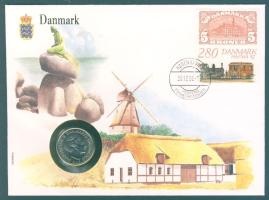 Dánia 1988. 1K bélyeges érmés borítékon T:1