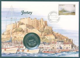 Jersey 1988. 10P bélyeges érmés borítékon, ismertetővel T:1