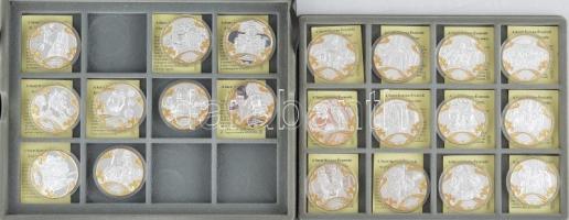 DN "A Szent Korona évezrede" 21db aranyozott, ezüstözött rézötvözet emlékérme tanúsítvánny...