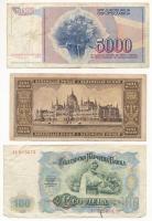 5db-os bankjegy tétel, benne: Mexikó 1970. 10P, Bulgária 1951. 100L, Magyarország 1946. 100.000.000P...