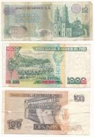 5db-os bankjegy tétel, benne: Brazília 1975. 1C, DN 10.000C, Peru 1987. 100I, Peru 1988. 1000I, Mexi...