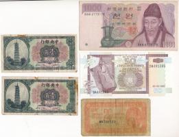 5db-os bankjegy tétel, benne Kína DN 10c (2x), Jugoszlávia 1944. 20D, Burundi 2005. 50Fr, Dél-Korea DN 1000W T:I-III- 5pcs of banknotes lot, with China ND 10 Cents (2x), Yugoslavia 1944. 20 Dinara, Burundi 2005. 50 Francs, South Korea ND 1000 Won C:AU-VG